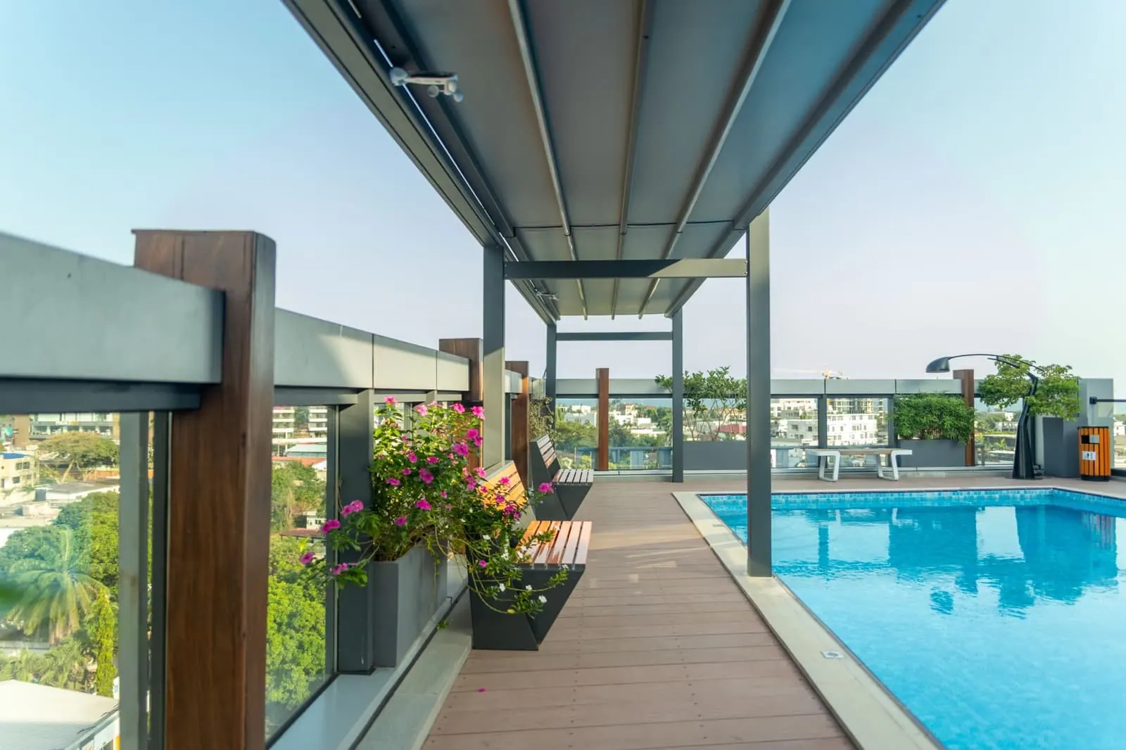 Pool terrace at ESP Hotel, Labone, Accra